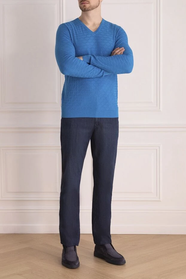 Zilli man blue silk and cotton jumper for men buy with prices and photos 164922 - photo 2