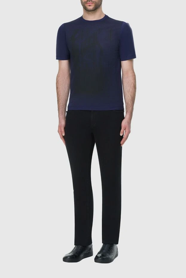 Zilli men's t-shirt in rich blue with abstract darkened print 196325 - photo 2