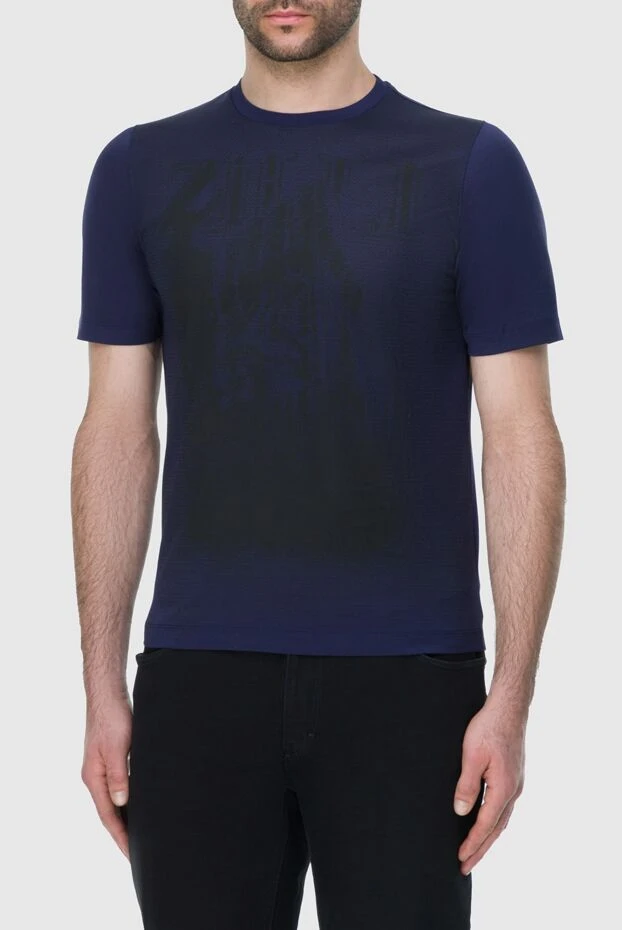 Zilli men's t-shirt in rich blue with abstract darkened print 196325 - photo 3