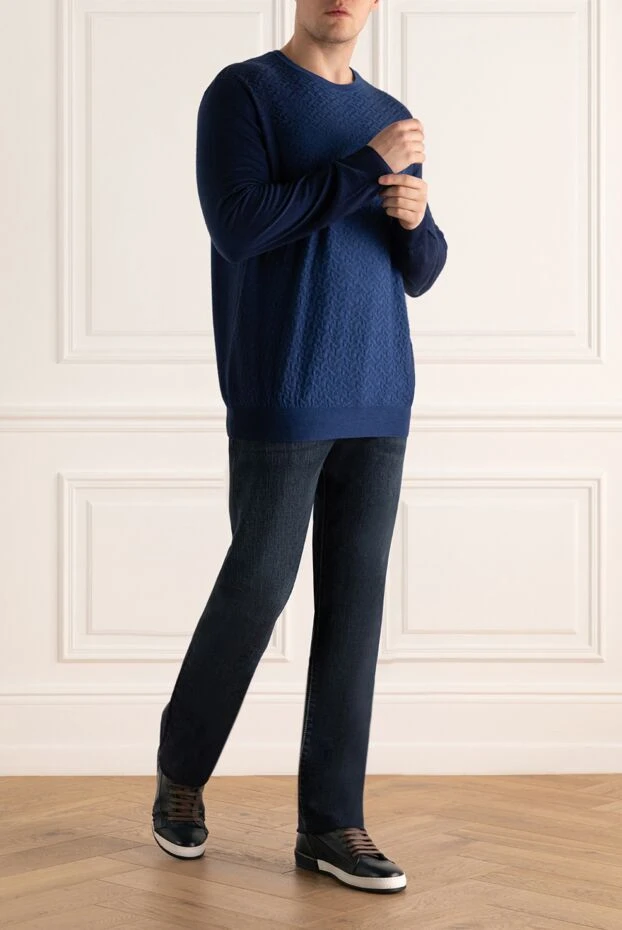 Zilli man cashmere and silk jumper blue for men buy with prices and photos 164940 - photo 2