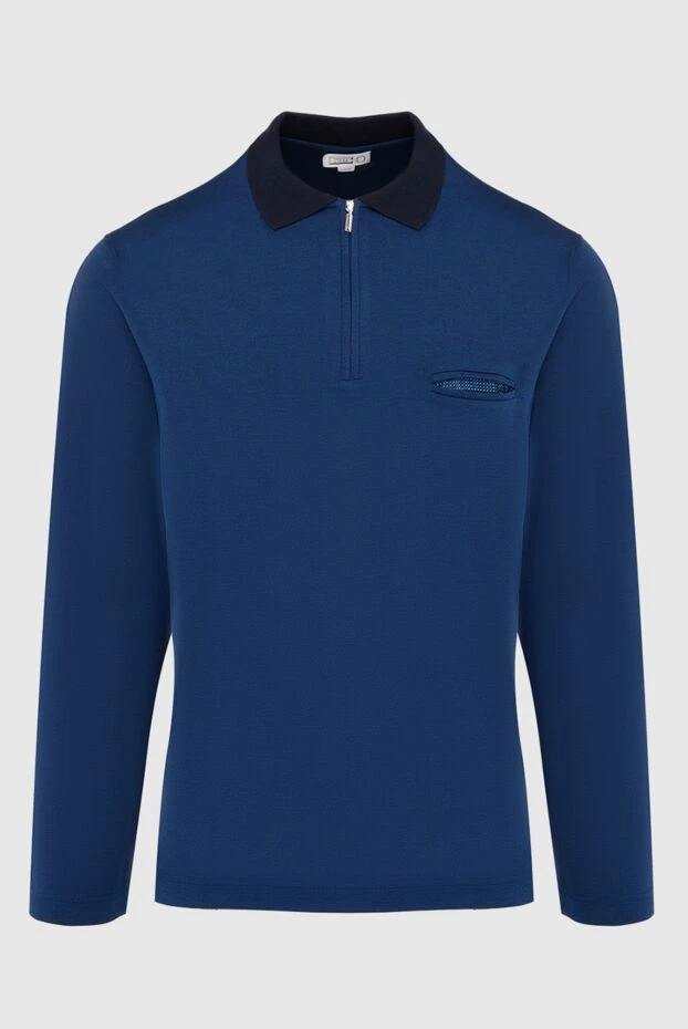 Zilli man silk and elastane long sleeve polo blue for men 164950 - photo 1