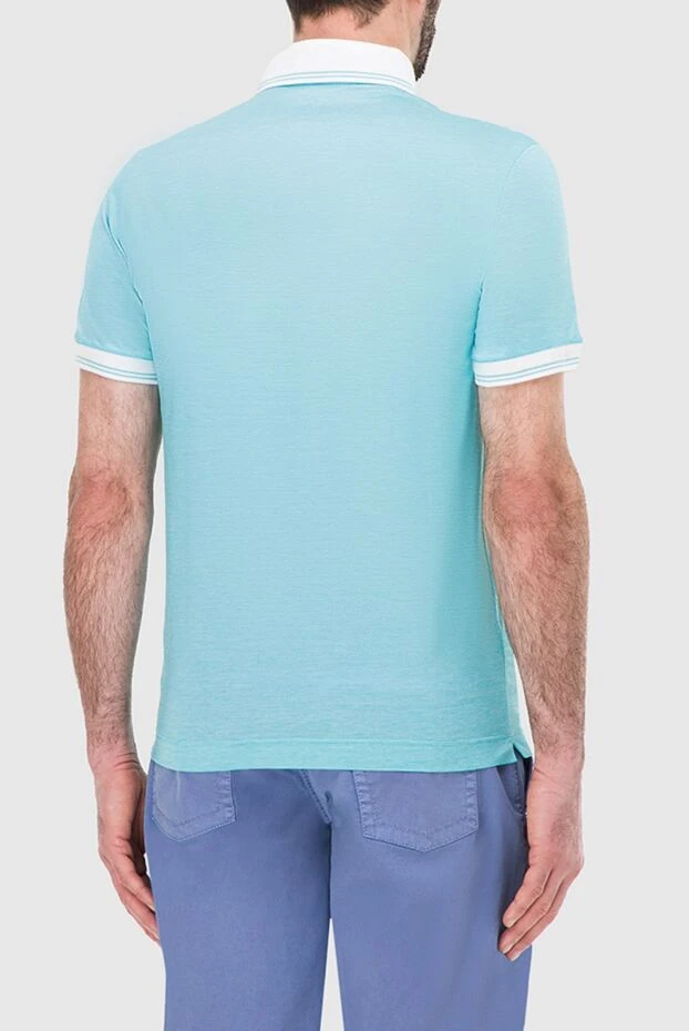 Zilli light blue cotton polo shirt with high contrast collar for men 164956 - photo 3