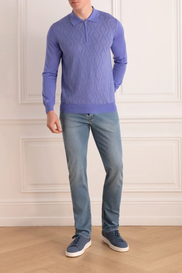 Zilli man long sleeve polo in silk and cashmere violet for men buy with prices and photos 164959 - photo 2