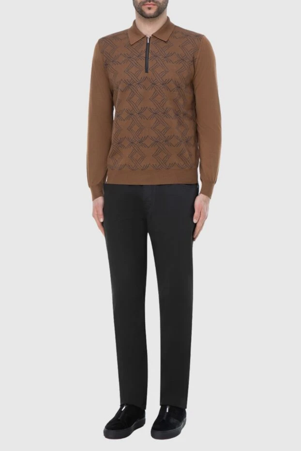 Zilli man long sleeve polo in silk and cashmere brown for men buy with prices and photos 164966 - photo 2