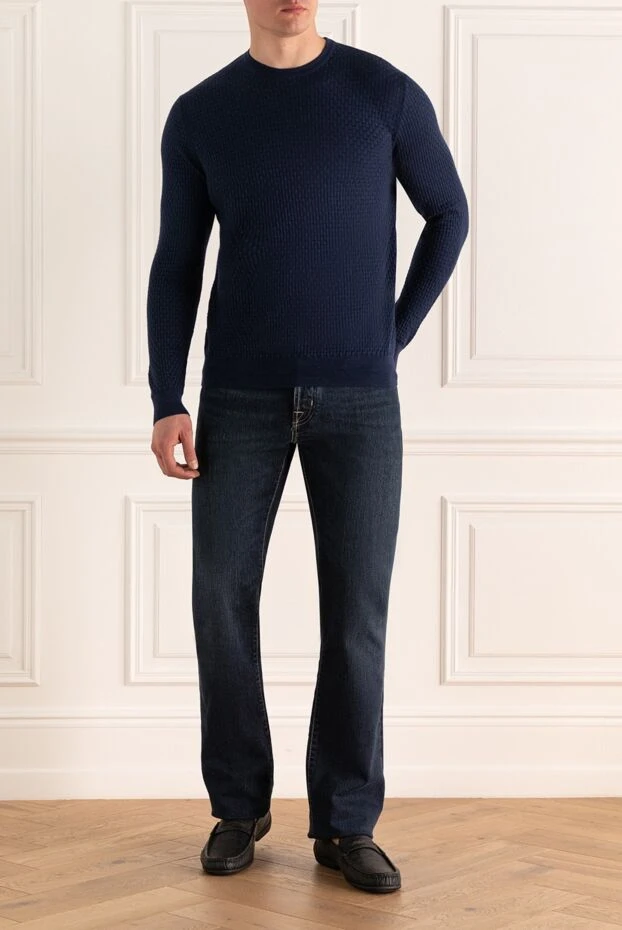 Zilli man cashmere and silk jumper blue for men buy with prices and photos 164976 - photo 2