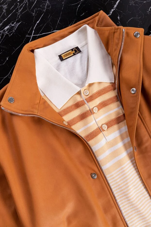 Zilli поло оранжевое в контрастный полосатый узор мужское 164986 - фото 2