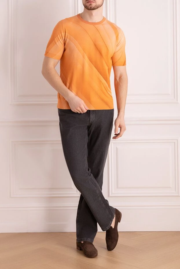 Zilli man cotton short sleeve jumper orange for men 165001 - photo 2