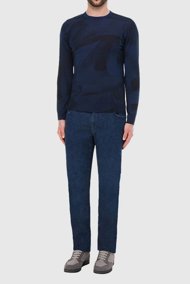 Zilli man jumper made of cashmere, silk and wool, blue for men buy with prices and photos 165016 - photo 2