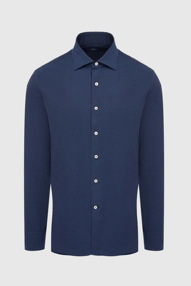 Alessandro Gherardi мужские сорочка из хлопка и кашемира синяя мужская купить с ценами и фото 165025 - фото 1