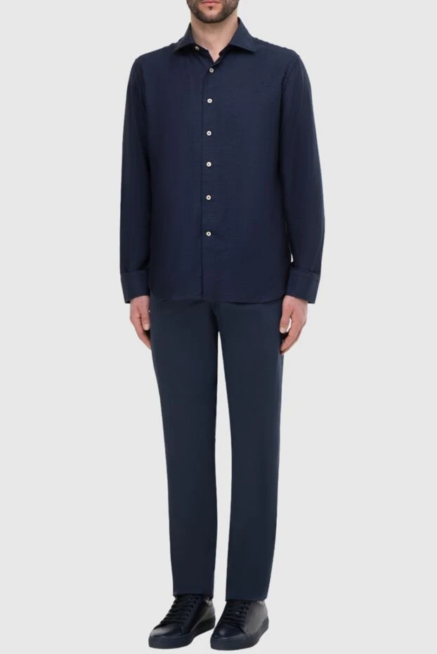 Alessandro Gherardi man men's blue cotton and cashmere shirt buy with prices and photos 165025 - photo 2