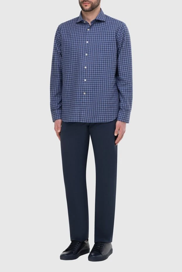 Alessandro Gherardi мужские сорочка из хлопка синяя мужская купить с ценами и фото 165026 - фото 2