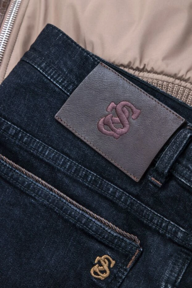 Джинси чоловічі класичні чорні з вишивкою на кишені - фото 2