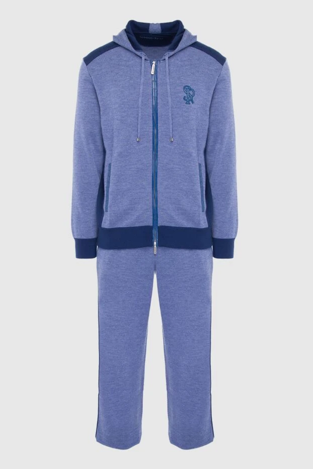 Men's sports suit made of cashmere and crocodile leather blue - photo 1