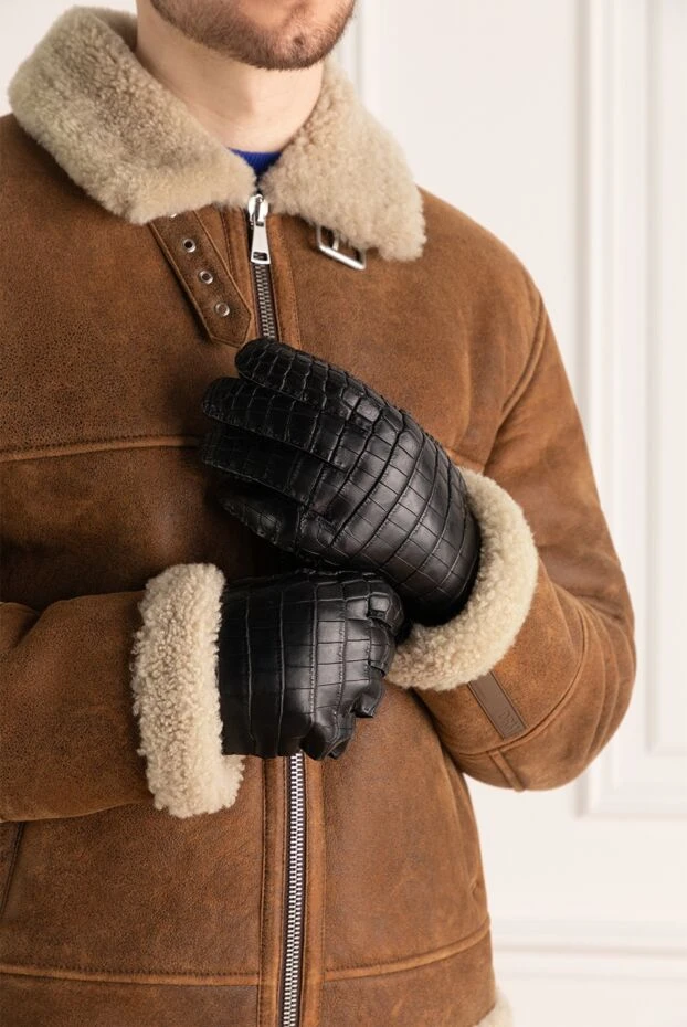 Stefano Ricci gloves made of crocodile leather black men's 165142 - photo 2