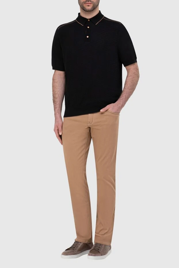 Stefano Ricci поло из хлопка и шелка черное мужское 165144 - фото 2