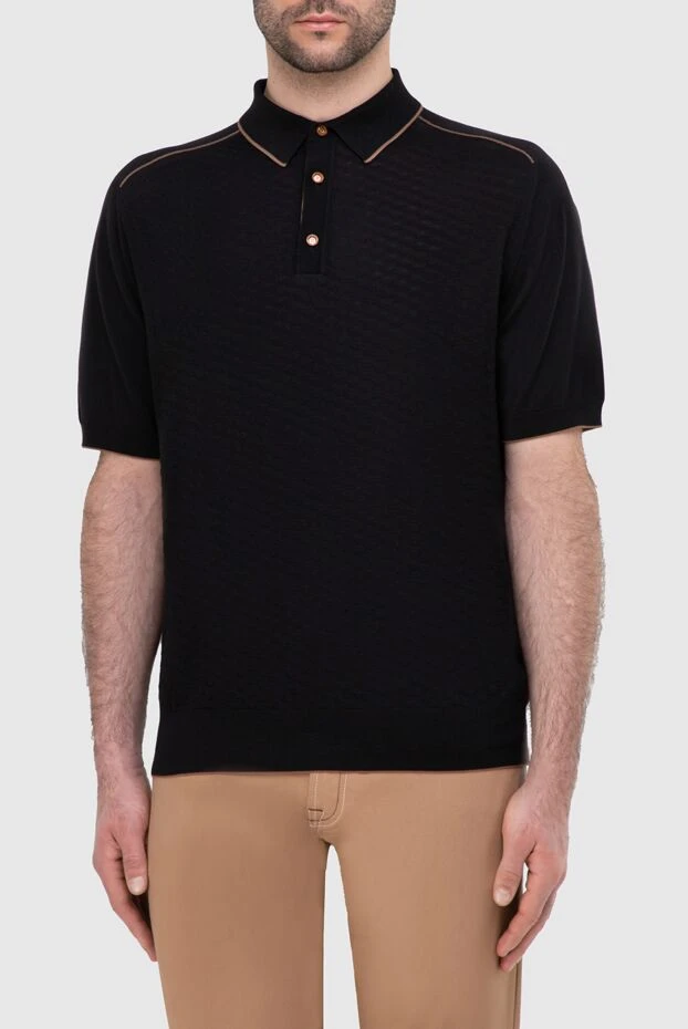 Stefano Ricci поло из хлопка и шелка черное мужское 165144 - фото 3