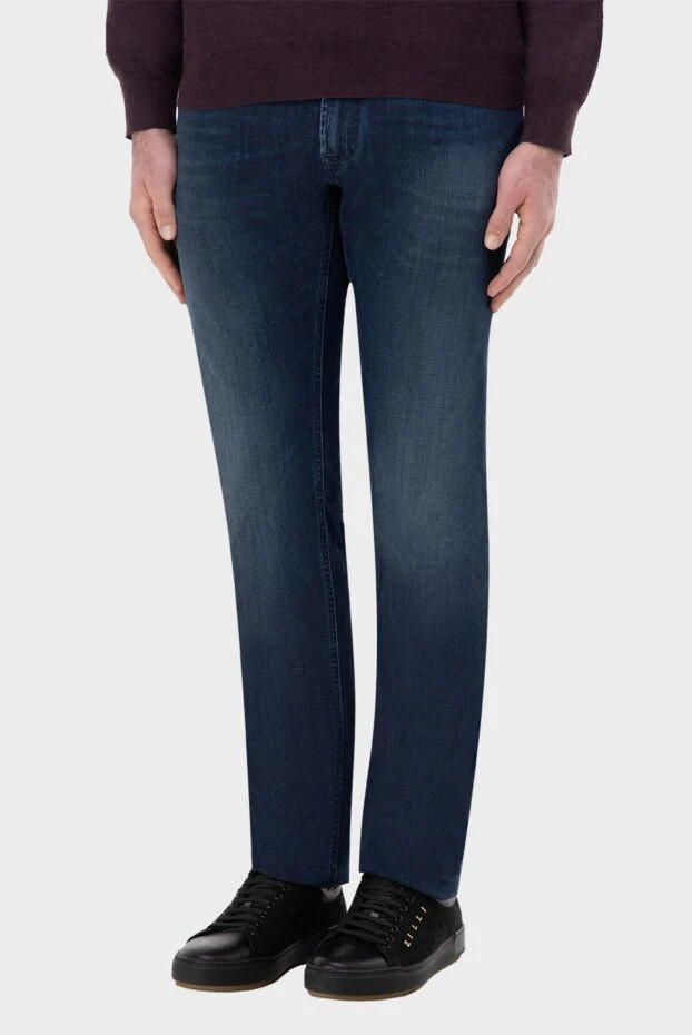 Джинси з бавовни та поліестер сині чоловічі - фото 2