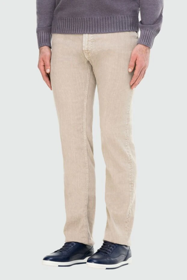 Stefano Ricci джинсы из льна и хлопка бежевые мужские 165152 - фото 3
