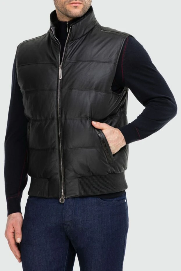 Stefano Ricci black cashmere and crocodile leather vest for men 165157 - photo 3