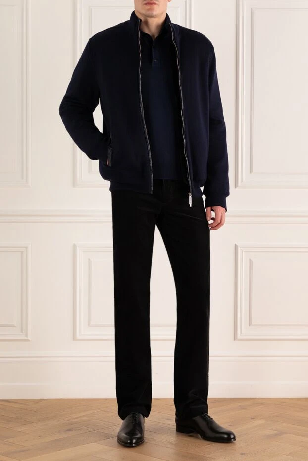 Stefano Ricci cardigan for men made of cashmere, silk and crocodile leather, blue 165164 - photo 2