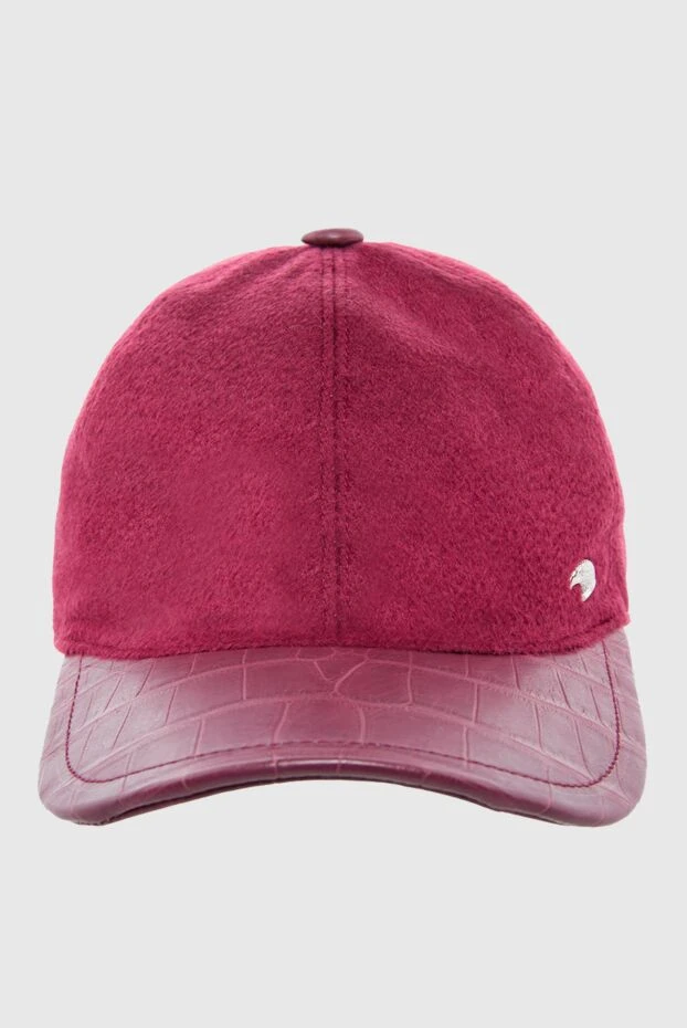 Кепка из нубука и кожи крокодила бордовая мужская - фото 1