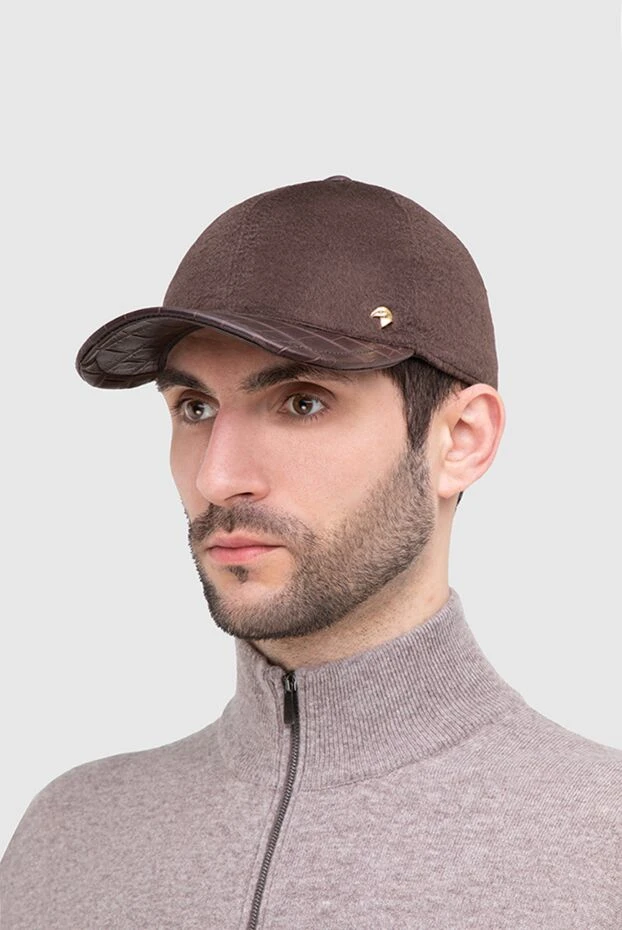 Stefano Ricci brown cashmere and crocodile leather cap for men 165167 - photo 2