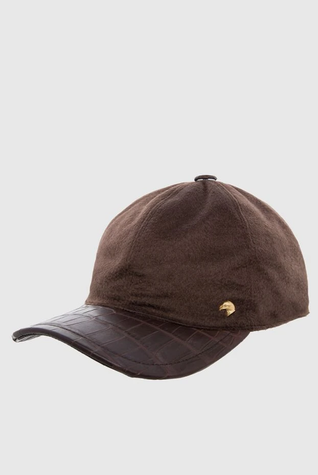 Stefano Ricci brown cashmere and crocodile leather cap for men 165167 - photo 3