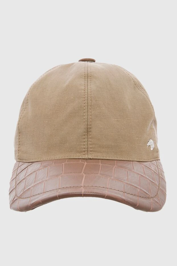Stefano Ricci кепи из хлопка шелка и кожи крокодила бежевая мужская 165168 - фото 1