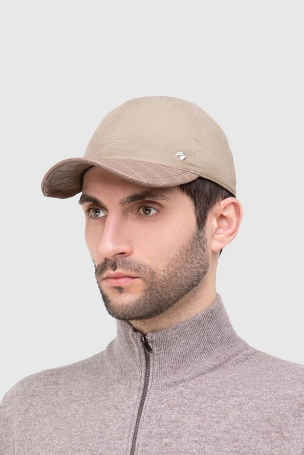 Stefano Ricci beige men's cotton silk and crocodile leather cap 165168 - photo 2