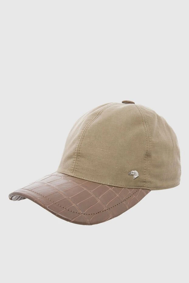 Stefano Ricci beige men's cotton silk and crocodile leather cap 165168 - photo 3