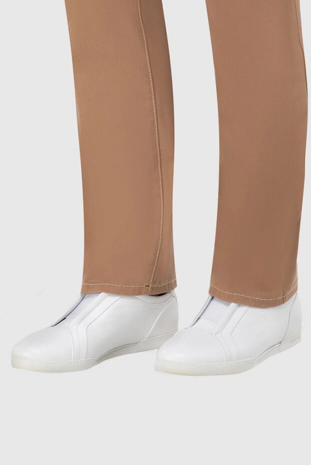 Stefano Ricci leather and crocodile skin snickers white men's 165169 - photo 2