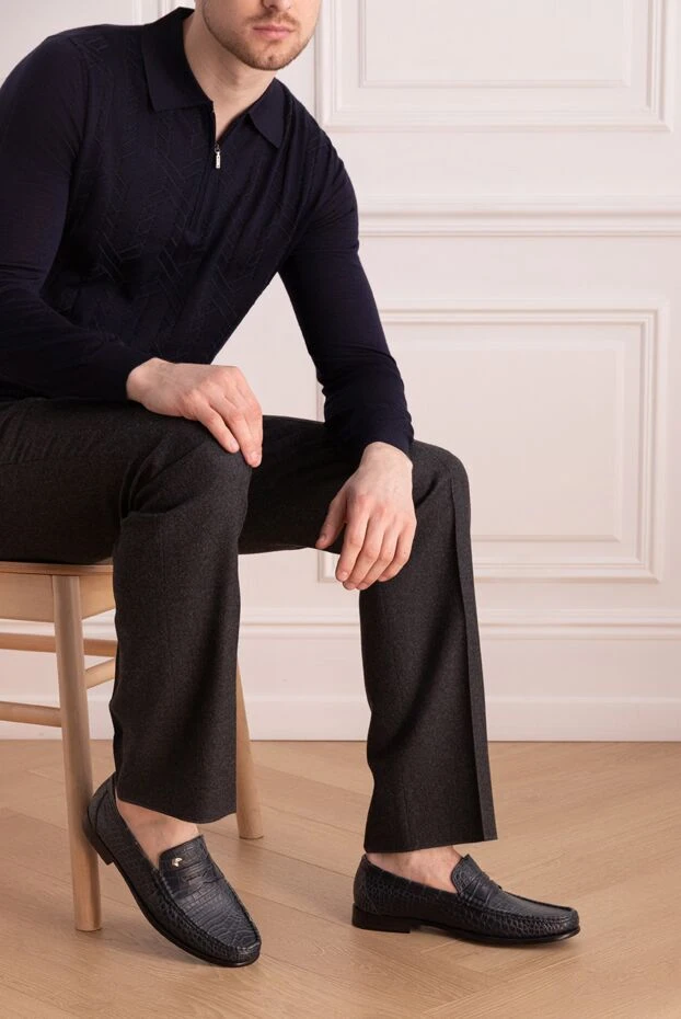 Stefano Ricci crocodile leather loafers blue for men 165173 - photo 2