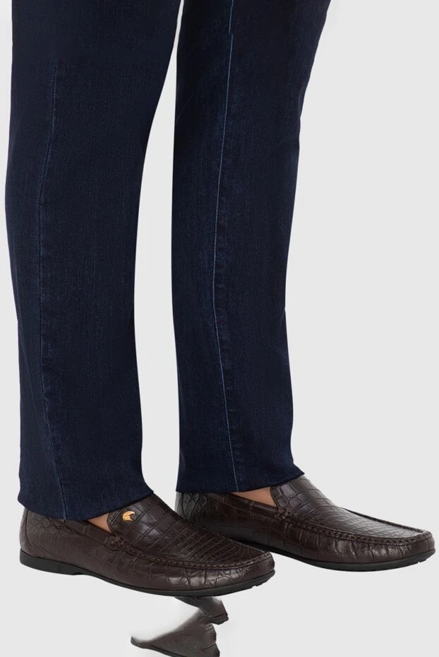 Лоферы из кожи крокодила коричневые мужские - фото 2