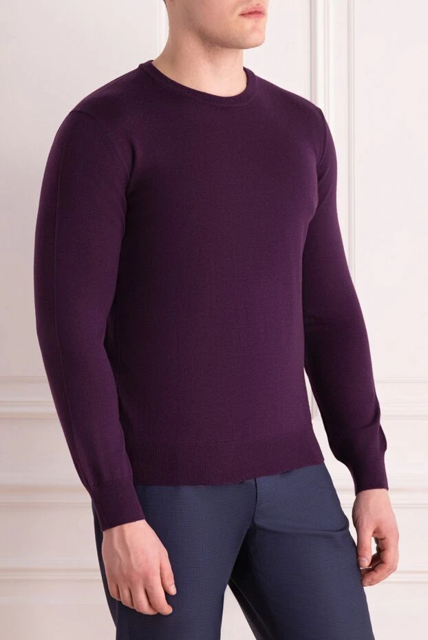 Dalmine man wool, silk and cashmere long sleeve polo blue for men 165219 - photo 3