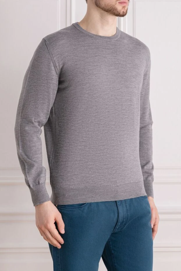 Dalmine man wool, silk and cashmere long sleeve polo blue for men 165219 - photo 3