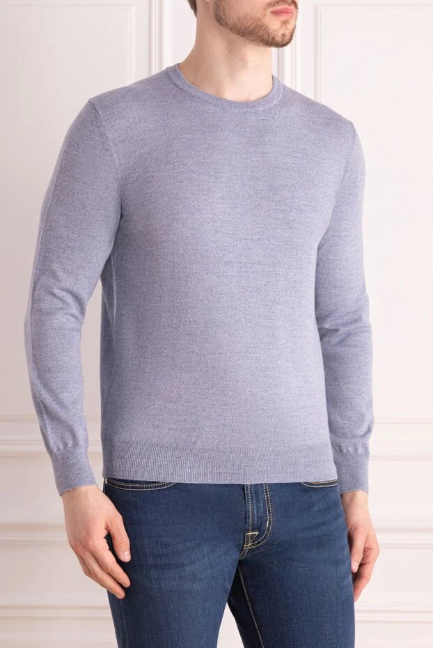 Dalmine man wool, silk and cashmere long sleeve polo blue for men 165219 - photo 3