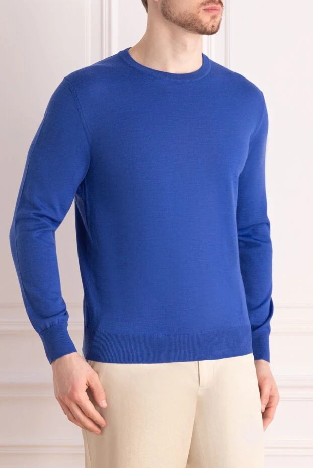 Dalmine man wool, silk and cashmere long sleeve polo blue for men 165219 - photo 3