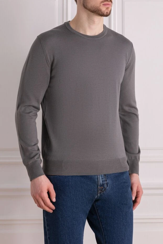 Dalmine man wool, silk and cashmere long sleeve polo blue for men 165219 - photo 3