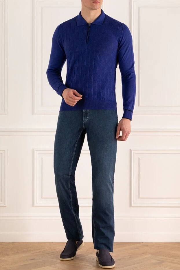 Dalmine man wool, silk and cashmere long sleeve polo blue for men buy with prices and photos 165194 - photo 2