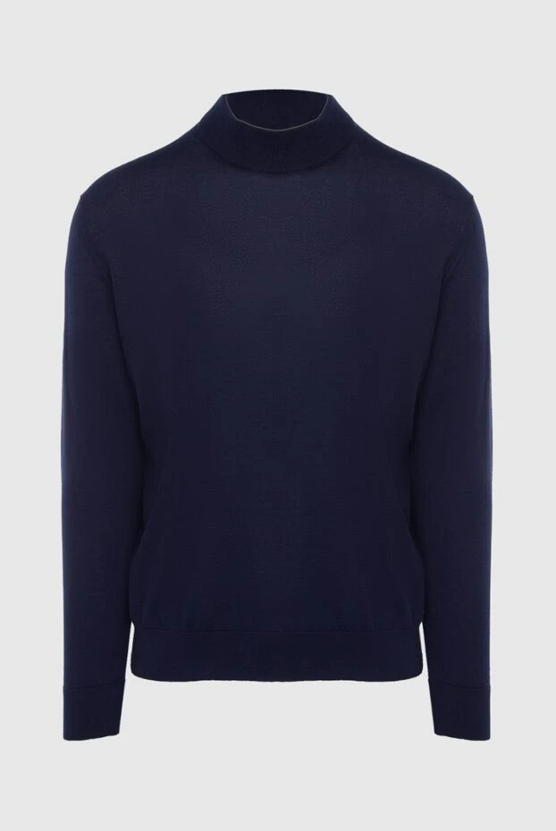 Dalmine man men's jumper with a high stand-up collar, cashmere and silk, blue buy with prices and photos 165195 - photo 1