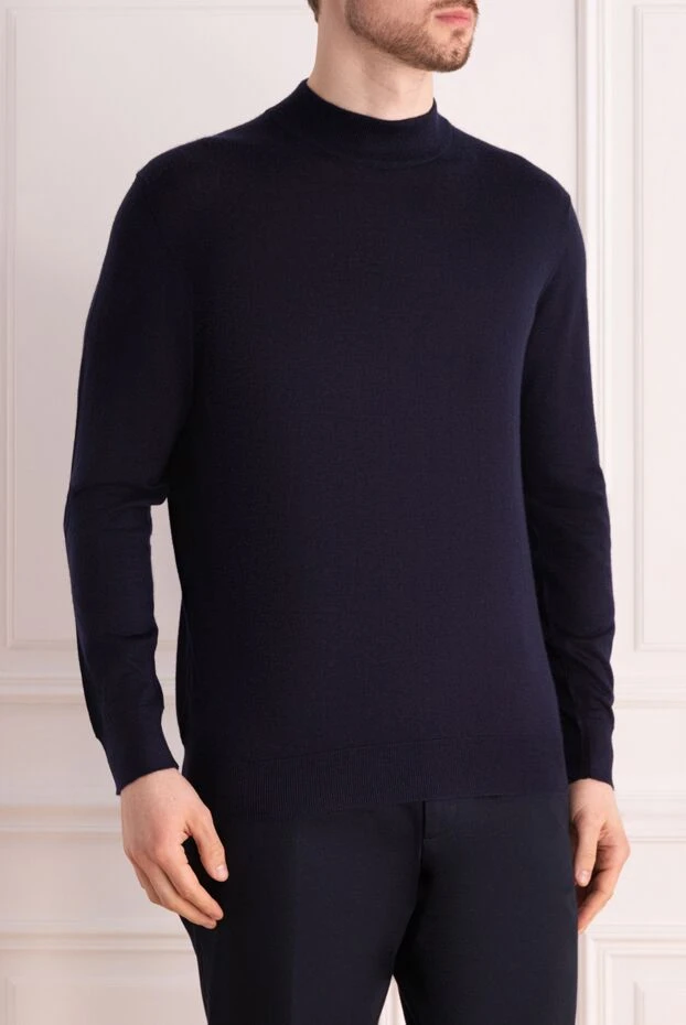 Dalmine man wool, silk and cashmere long sleeve polo blue for men 165219 - photo 3