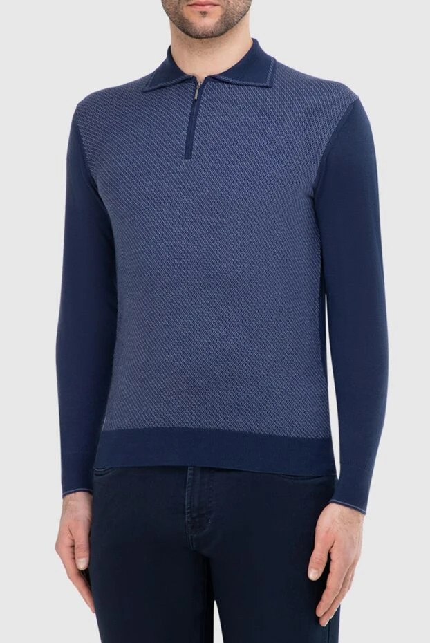 Dalmine man wool, silk and cashmere long sleeve polo blue for men 165219 - photo 3