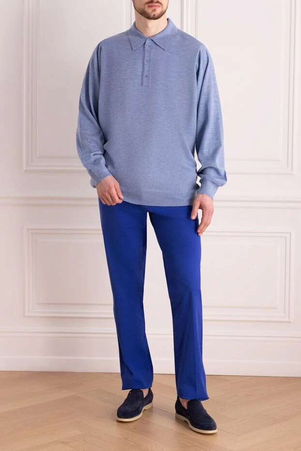 Dalmine man blue wool long sleeve polo for men buy with prices and photos 165252 - photo 2
