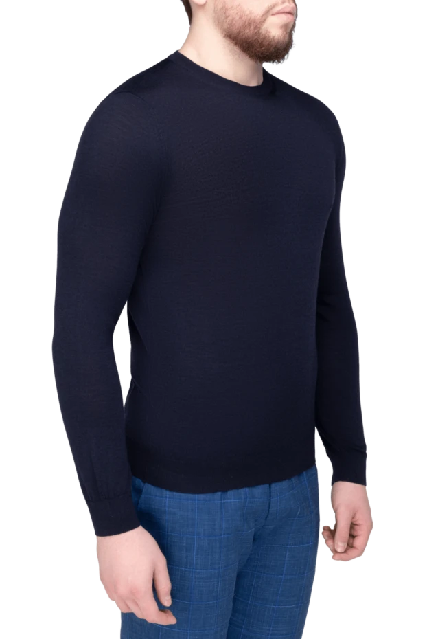 Malo blue men's wool, silk and cashmere jumper 165308 - photo 3