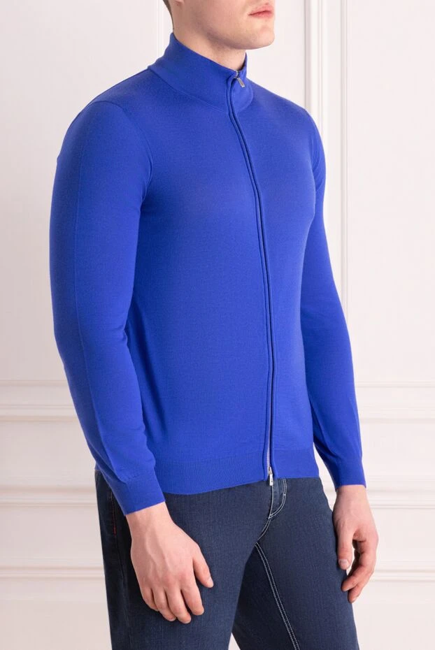 Malo cardigan for men made of silk and cashmere blue 195531 - photo 3