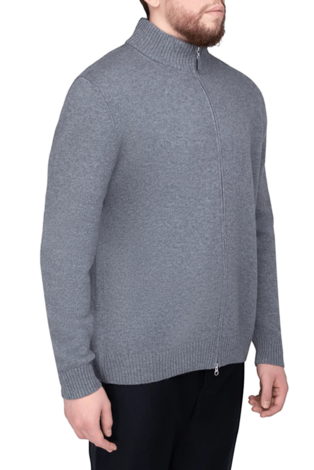 Gran Sasso man cardigan for men made of wool, cashmere and viscose blue 165410 - photo 3