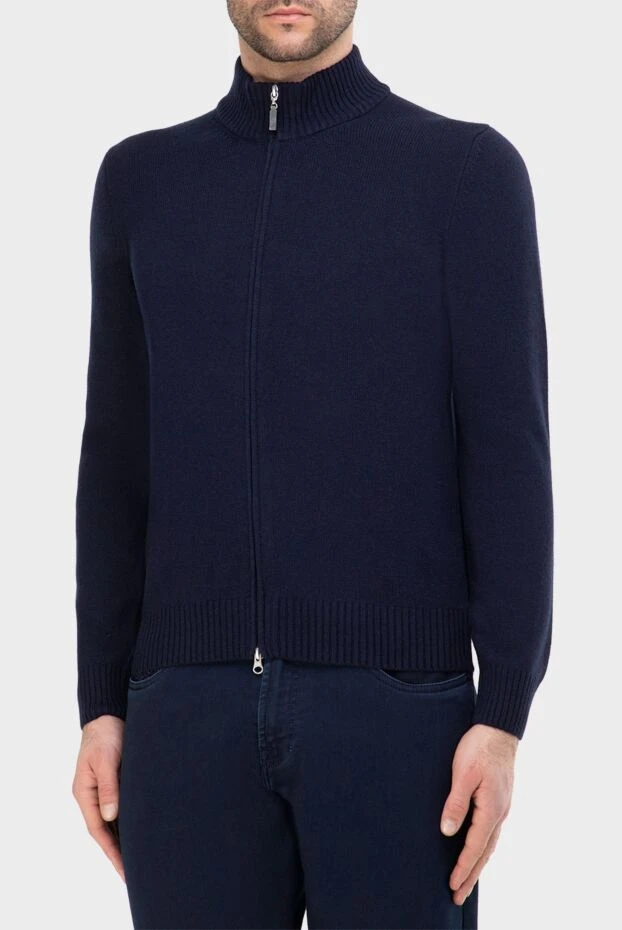 Gran Sasso man cardigan for men made of wool, cashmere and viscose blue 165410 - photo 3