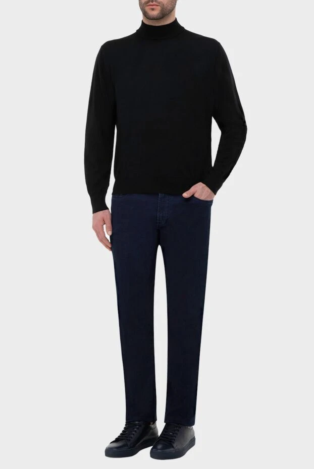 Gran Sasso man men's jumper with a high stand-up collar made of wool, black buy with prices and photos 165371 - photo 2