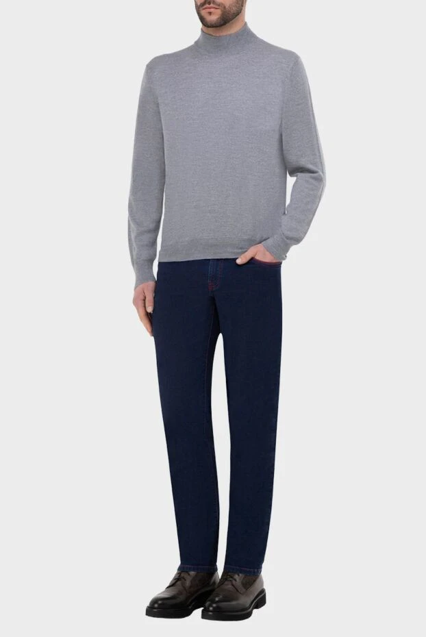 Gran Sasso man men's jumper with a high stand-up collar made of wool, gray buy with prices and photos 165372 - photo 2