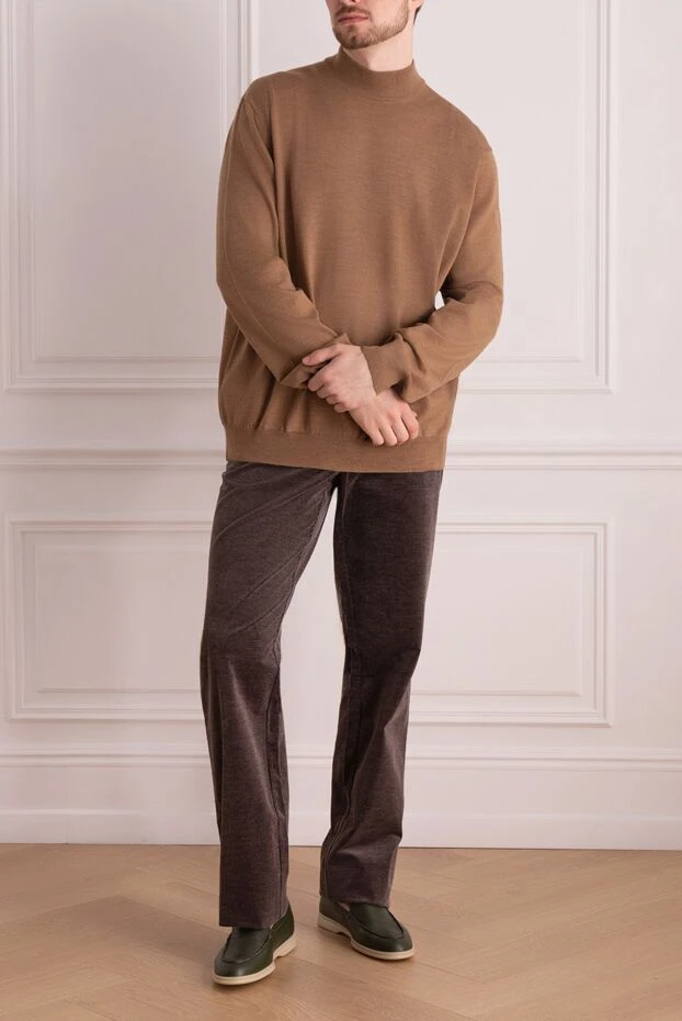 Gran Sasso man men's jumper with a high stand-up collar made of wool, beige buy with prices and photos 165374 - photo 2
